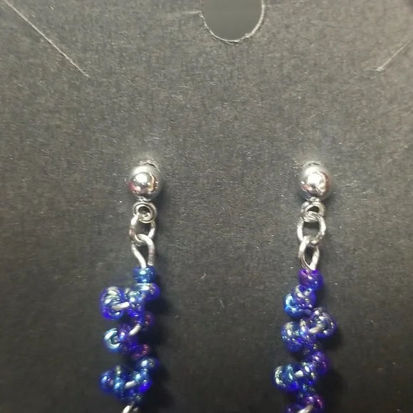 Twisted Blue Stud Earrings. - Picture 3 of 7